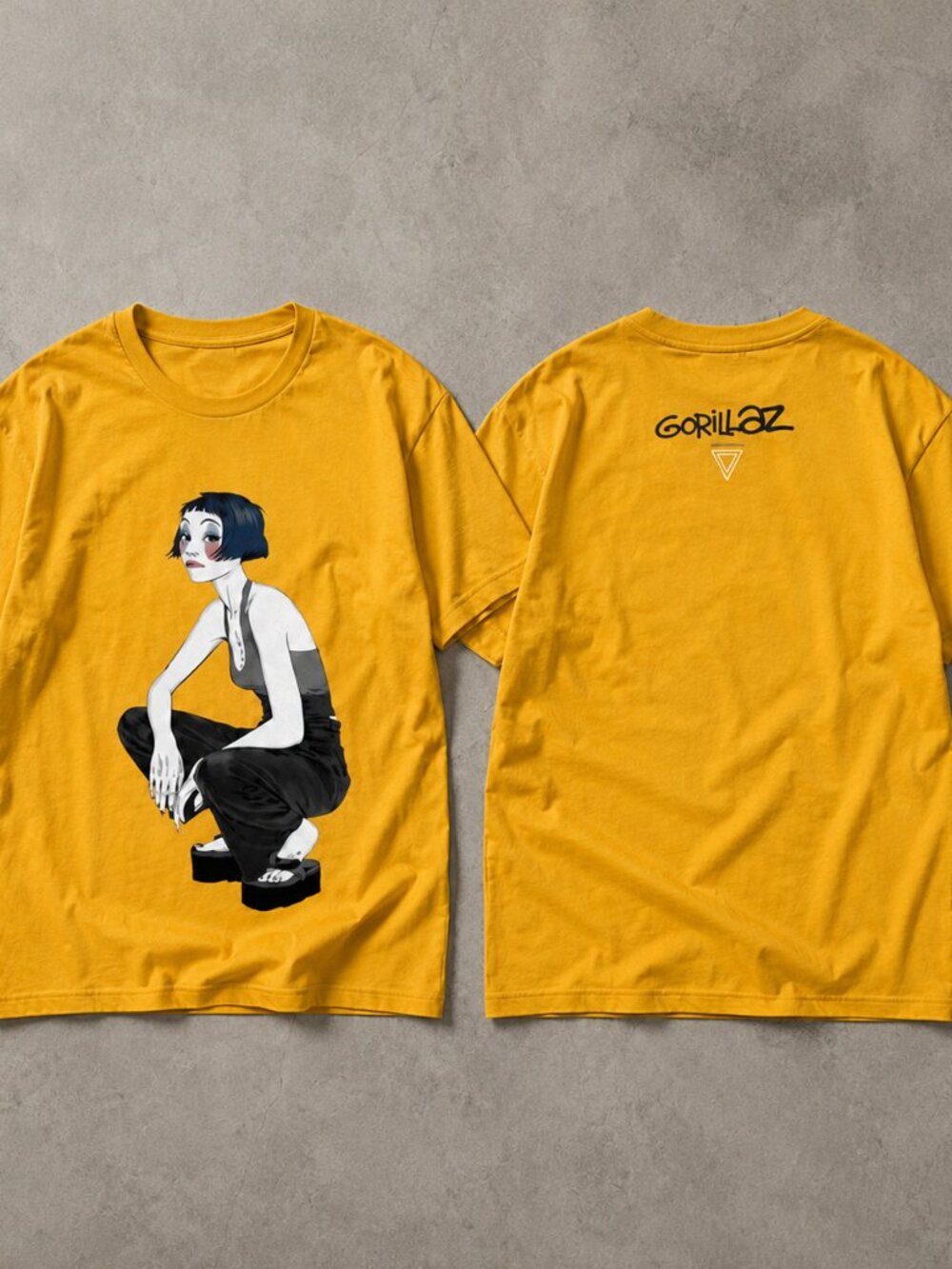 Gorillaz Noodle Character Graphic Unisex Yellow T-Shirt